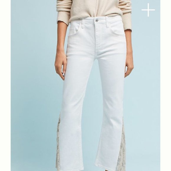 Anthropologie Pilcro and the Letterpress High-Rise Sequins Flared Jeans White - Picture 6 of 13